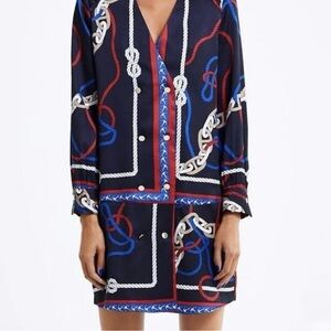 Zara Nautical Print Dress with Button Details